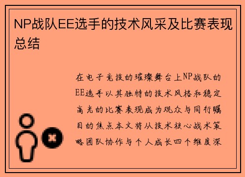 NP战队EE选手的技术风采及比赛表现总结